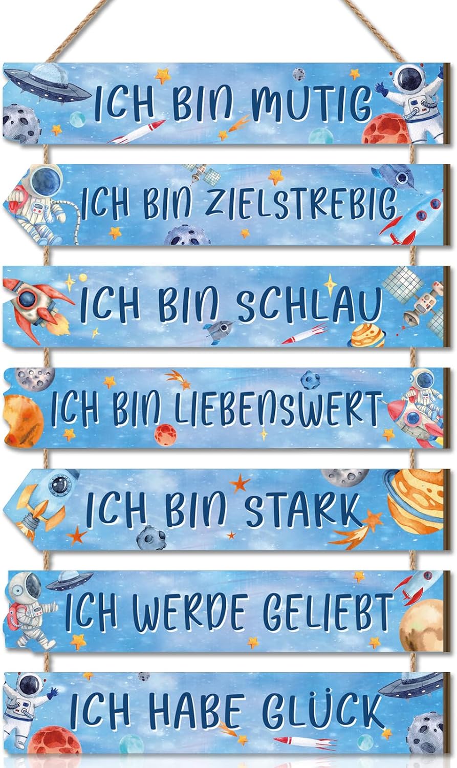 CHDITB Space Room Inspirational Quotes Wall Picture Inspirational Wall Decoration for Boys and Girls I Am Muig Pictures Children's Room Teenagers Motivational Quotes Blue Decor for Children Bedroom Classroom