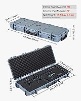 Vista 55 de VEVOR Rifle Case, Rifle Hard Case with 4 Layers Fully-protective Foams, Lockable Hard Gun Case with Wheels, IP67 Waterproof & Crushproof, for Rifles