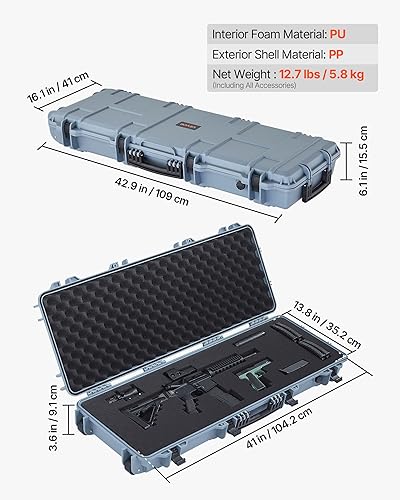 Miniatura 55 de VEVOR Rifle Case, Rifle Hard Case with 4 Layers Fully-protective Foams, Lockable Hard Gun Case with Wheels, IP67 Waterproof & Crushproof, for Rifles