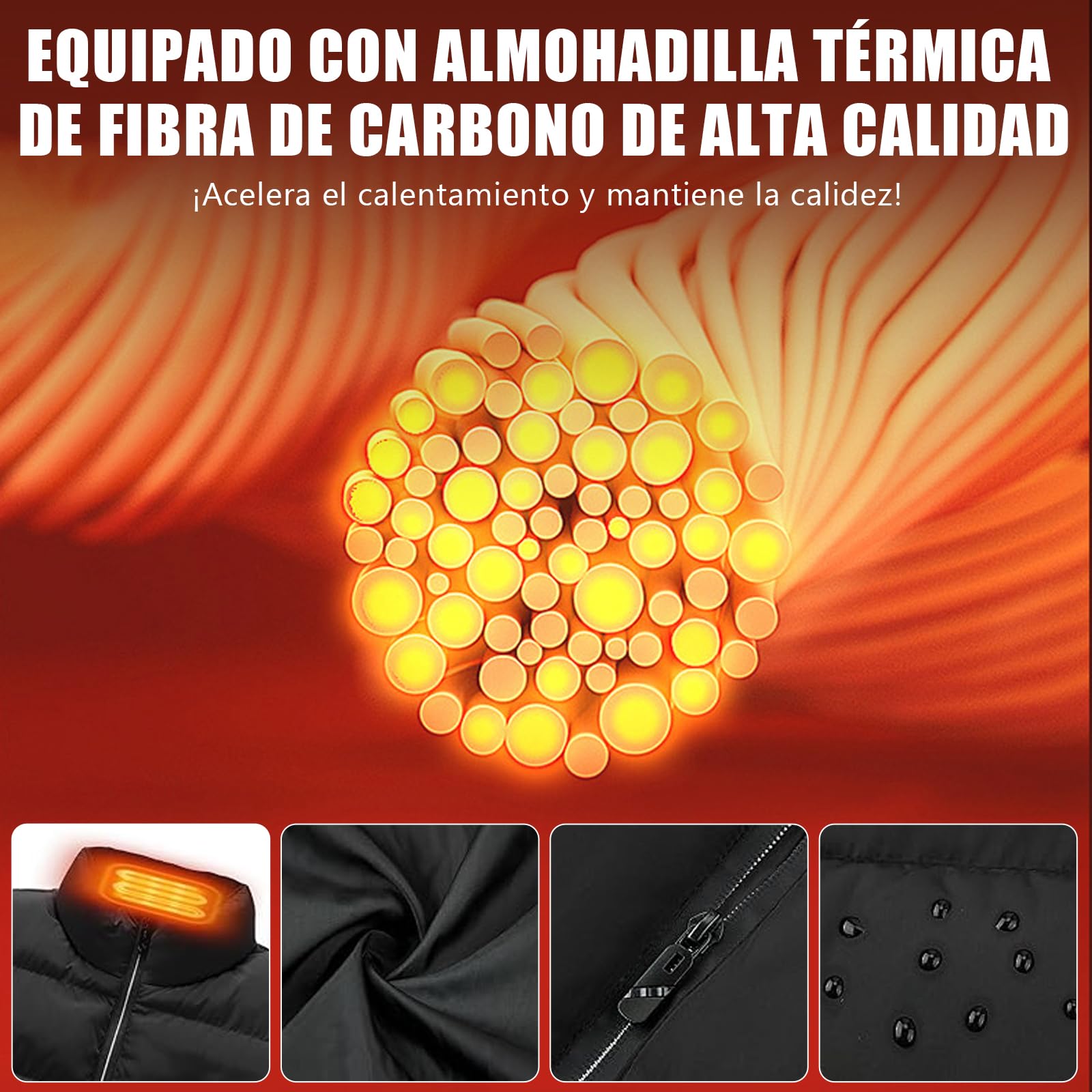 Chaleco Calefactable Hombre, Chaleco Eléctrico Calefactable 3 Niveles de Temperatura, 15 Zonas de Calefacción Chaleco Calefactable, para Esquí Camping Caza Pesca Moto (Negro M)