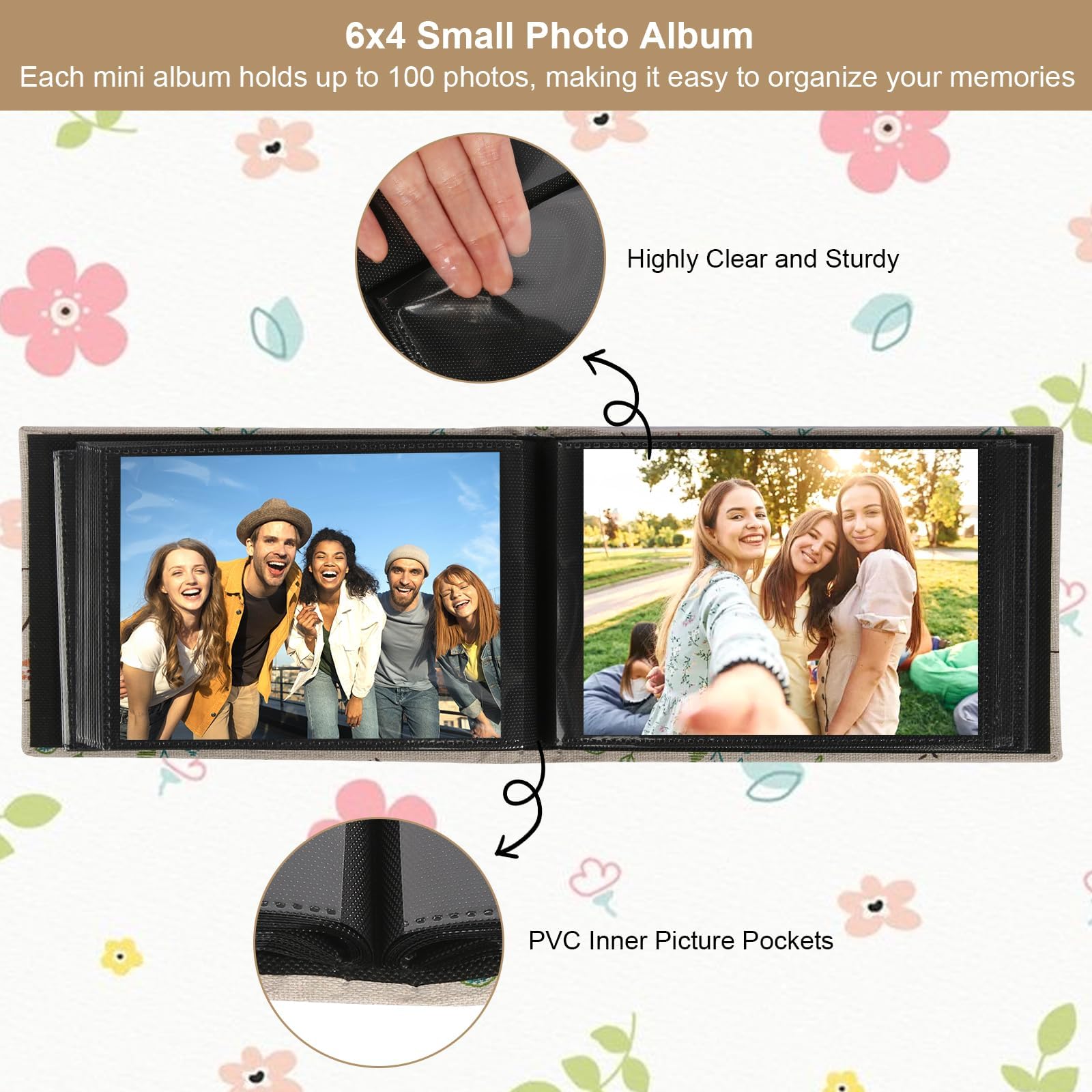 Small Photo Albums 6x4, 2 Pack Slip in Photo Albums Mini Flip Photo Book with Linen Cover - Image 4