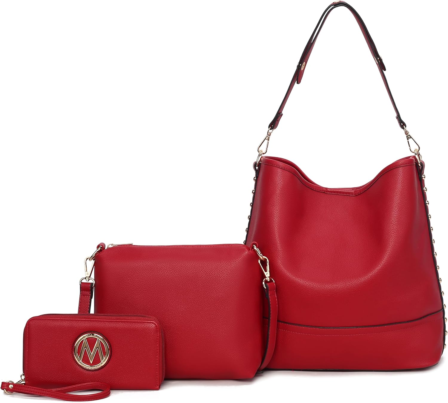 MKF Collection 3Pcs Hobo bag, Crossbody Bag & Wristlet Wallet, Vegan Leather Handbag Purse Set by Mia K