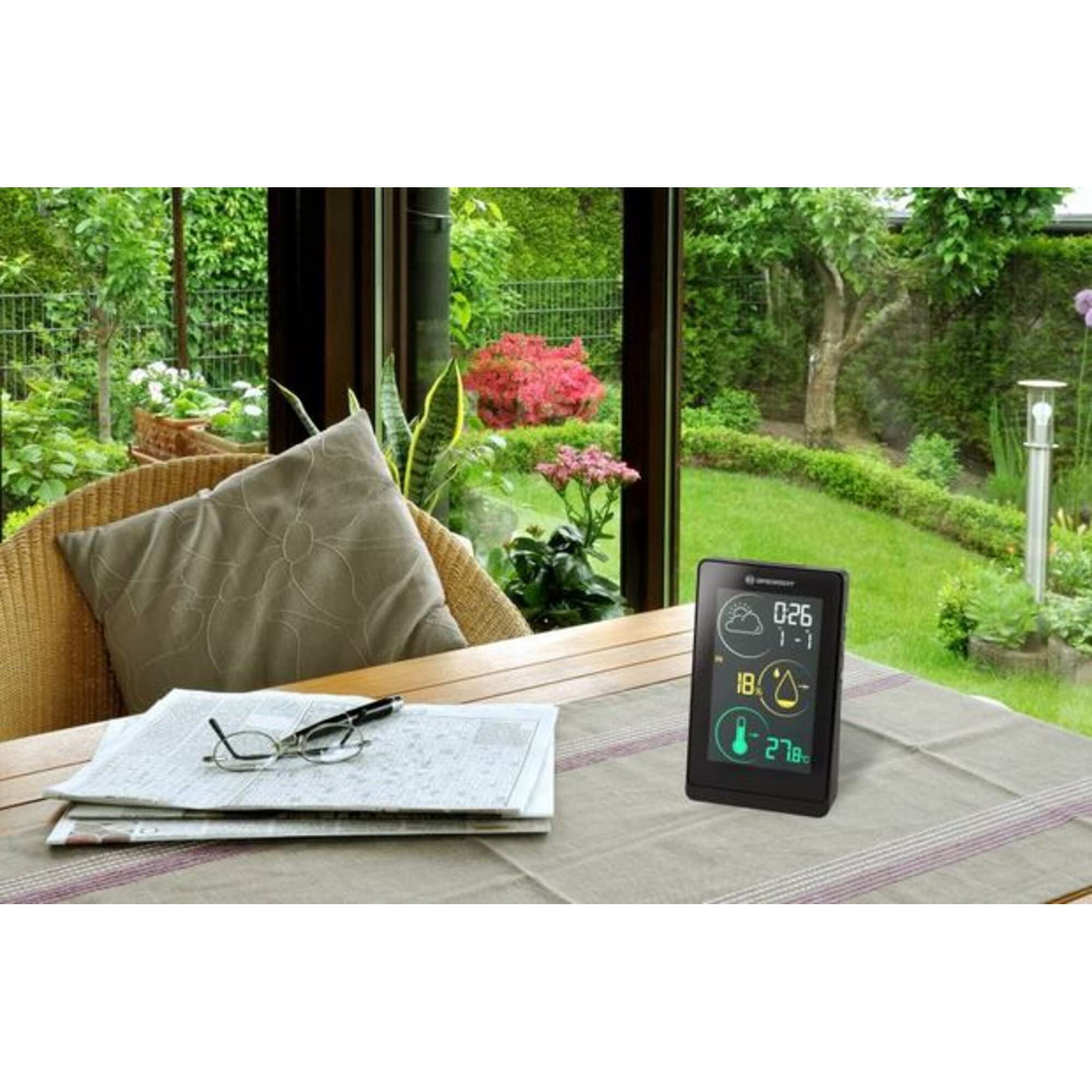 Bresser Funkwetterstation Temeo Life H mit Farbdisplay, Schimmel, Frost und Hitzewarnung, Wettertrend, inklusive Außensensor