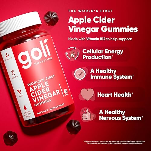 Miniatura 7 de Goli Vitaminas en gomitas de vinagre de sidra de manzana 60 unidades vitaminas B9 y B12 sin gelatina sin gluten veganas y sin OMG
