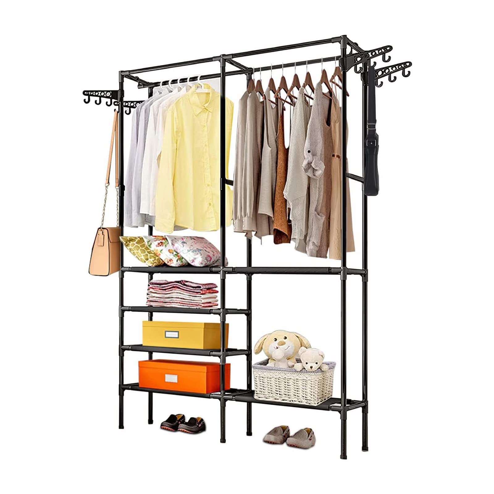 Buy Queiting Clothes Rack Garment Rack Heavy Duty Clothes Rail with 4 Hangers and 4Tier Lower