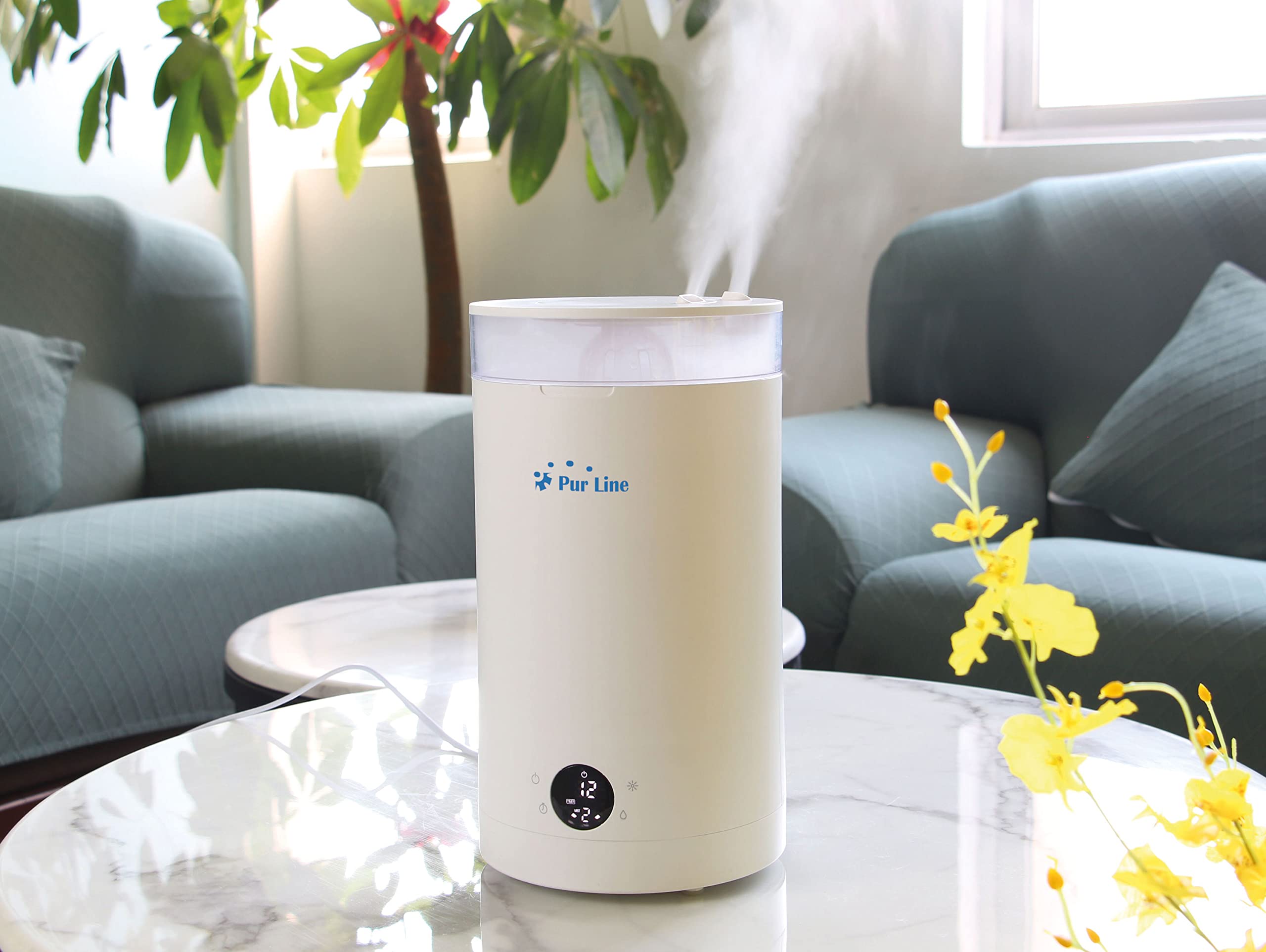 PUR LINE | Humidificador Ultrasónico 3L con Vapor Frío o Templado – Humidificador 27W con Panel Táctil, Temporizador y Apagado Automático, de Aire Silencioso para Dormitorio, Bebé y Hogar