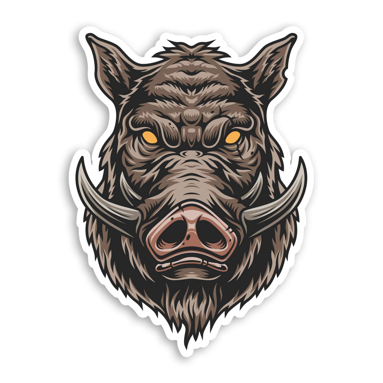 Destination Vinyl Ltd Multi 2 X 10Cm Angry Wild Boar Vinyl Stickers - Hog Pig Cartoon Laptop Sticker #30154 (10Cm Tall)