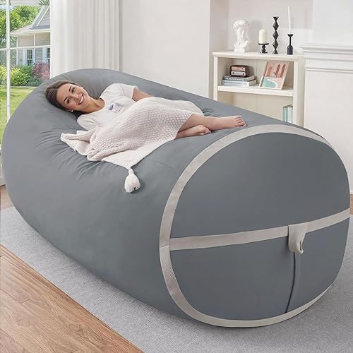 Miniatura 335 de HABUTWAY Puf gigante de 2 pies para adultos, con relleno de espuma viscoelástica, puf grande con funda de terciopelo holandés extraíble para sala de