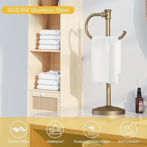 Miniatura 6 de BESy Toallero de mano de bronce aceitado de 14 pulgadas, soporte de barra de toalla de baño, tocador, encimera, toallero, accesorios de hardware,