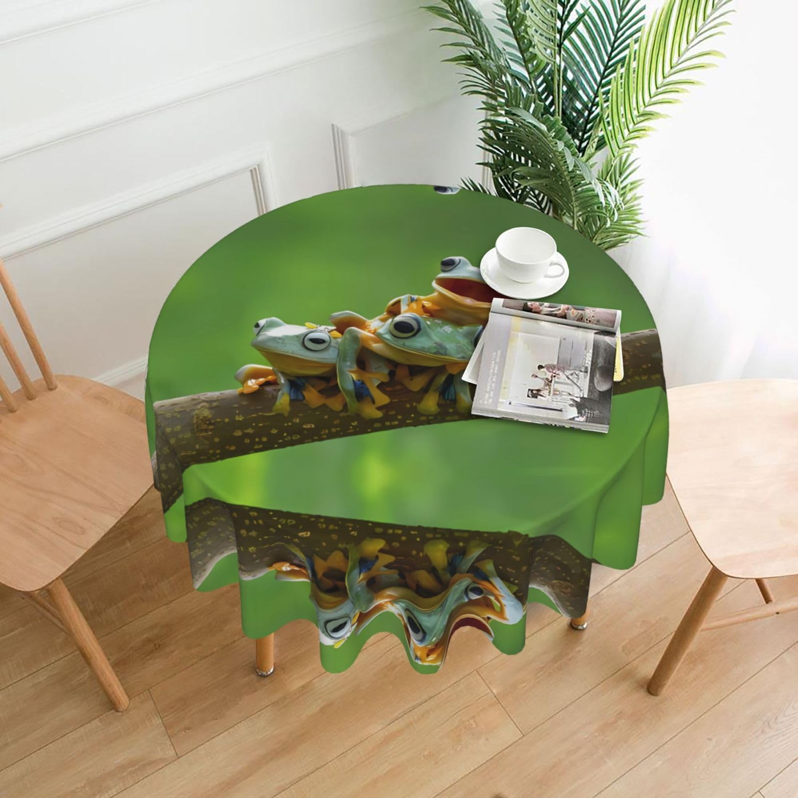 hhxvcv Cute Frogs Round Tablecloth – Dining Table Cover