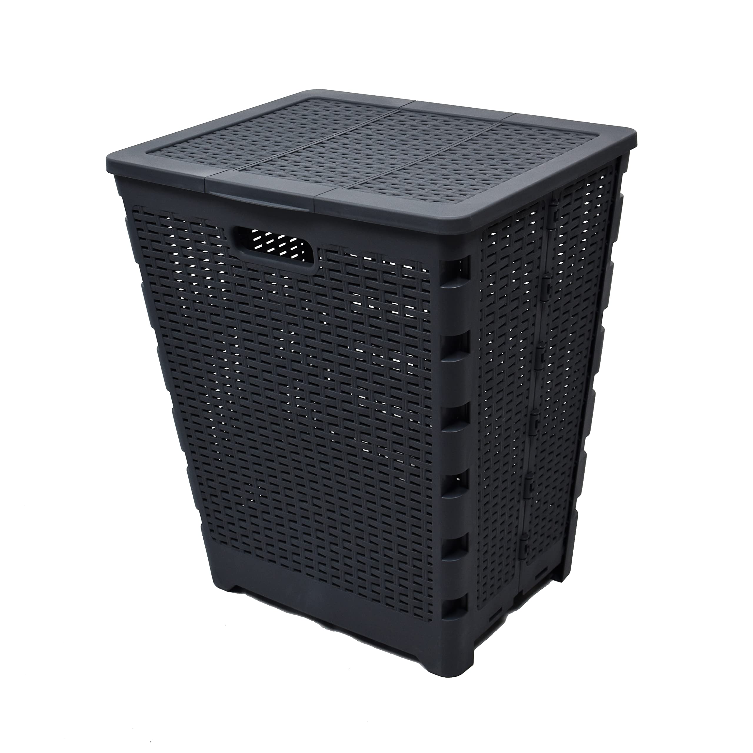 Addis Charcoal Everyday Folding Laundry Clothes Storage Hamper Bin 60 Litre, Grey, 519074Amp