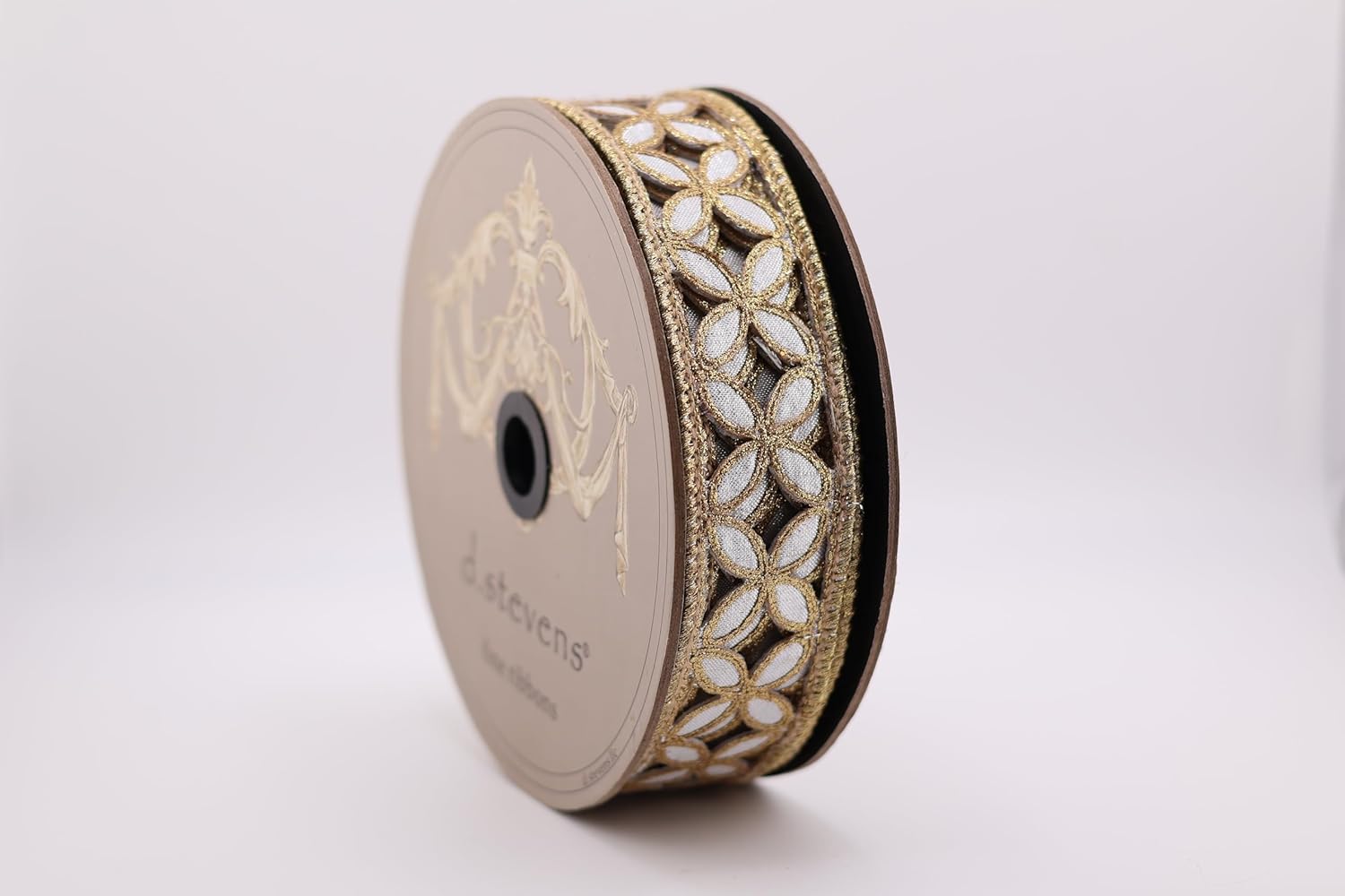 Metallic Floral Ribbon - Silver/Gold - 1.5" x 10yds (D Stevens)