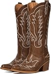Suede Cowboy Boots for Women Western Mid Calf Cowgirl Boots with Embroidered, Retro Snip Toe Fashion Boot With Chunky Block Heel Summer Fall Country Music Festival Cowboy Chic