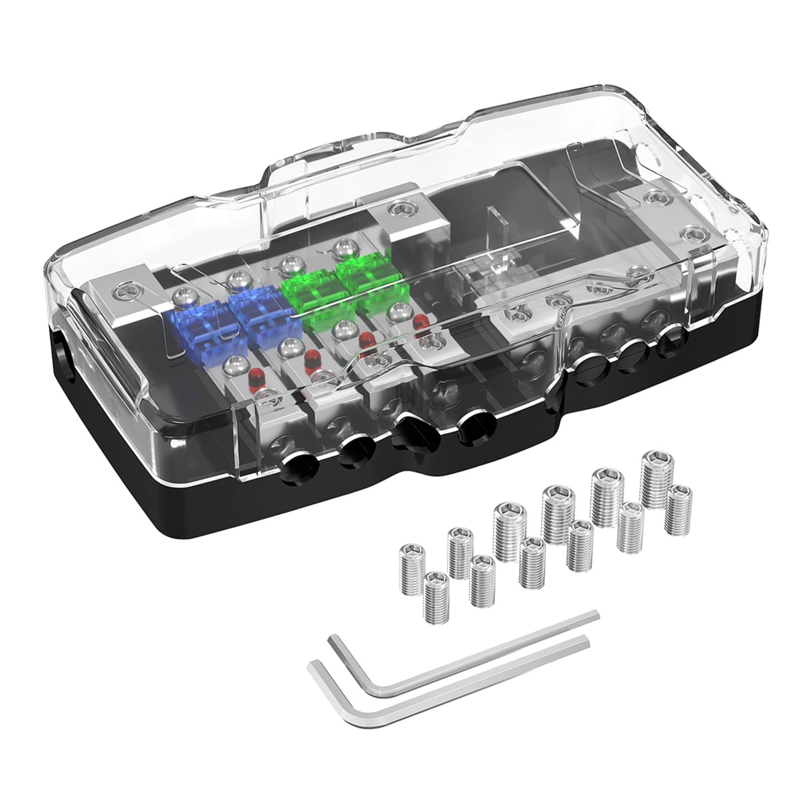 Bloque De Distribución De Energía Estéreo Para Coche Y Barco - 1 Entrada A 5 Salidas Con Portafusibles, Ideal Para Instalaciones De Audio