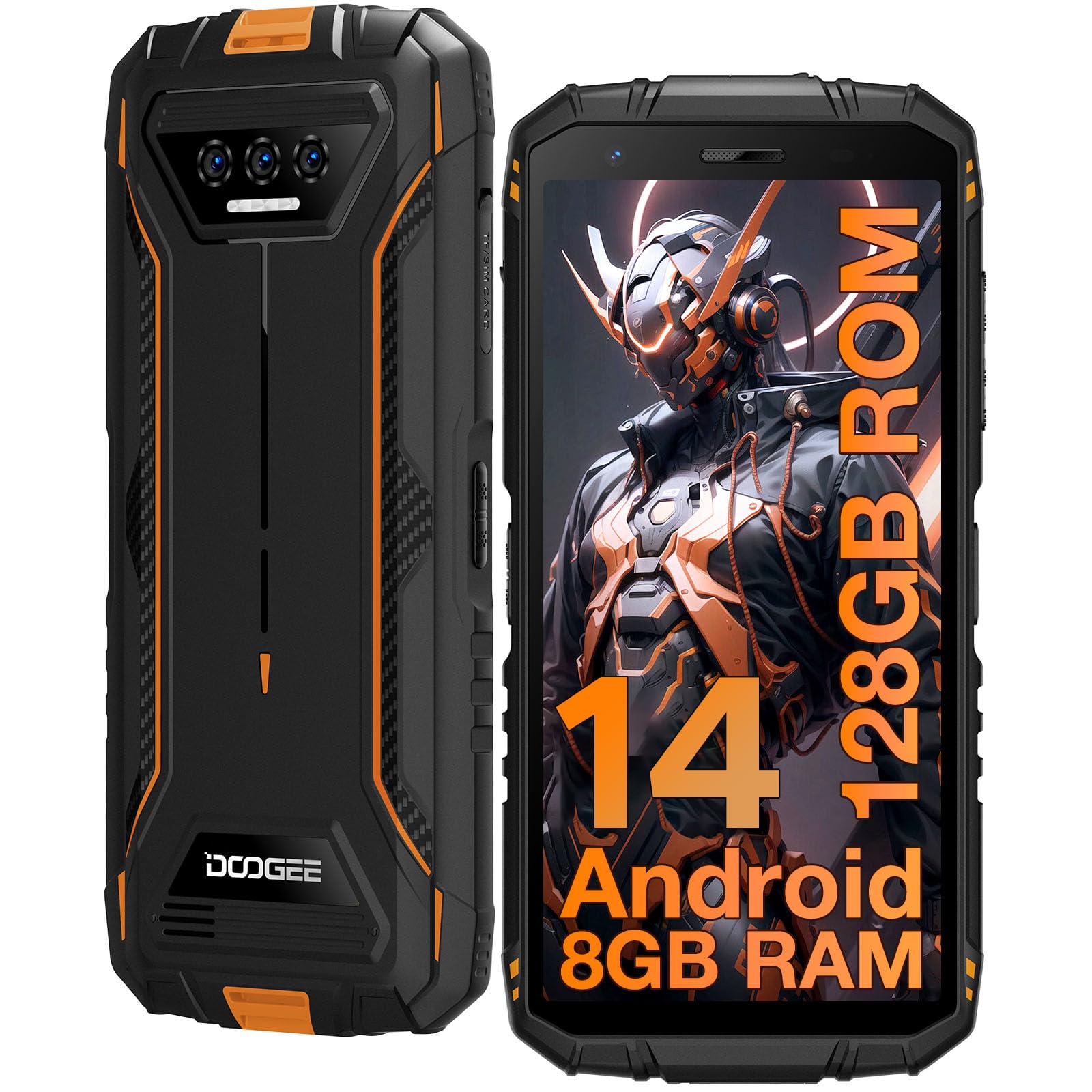 DOOGEE S41 PLUS [2024] Rugged Smartphone, 8GB RAM+128GB ROM (TF 1TB) Telefono Indistruttibile Android 14, 5.5” IPS HD+ Display, 6300mAh, 13MP+8MP, Octa Core, IP68/69K/Dual 4G SIM/NFC/OTG/GPS/Face ID