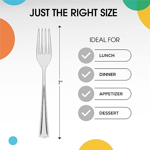 Miniatura 93 de Party Solids Tenedores de plástico negro, 200 piezas, tenedores negros, utensilios desechables, juego de cubiertos de plástico resistente