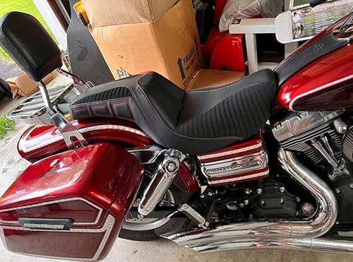 Vista 221 de Asiento de motocicleta para conductor y pasajero, apto para Harley Dyna Wide Glide Low Rider Street Bob Fat Bob FXDF Super Glide Custom FXDC