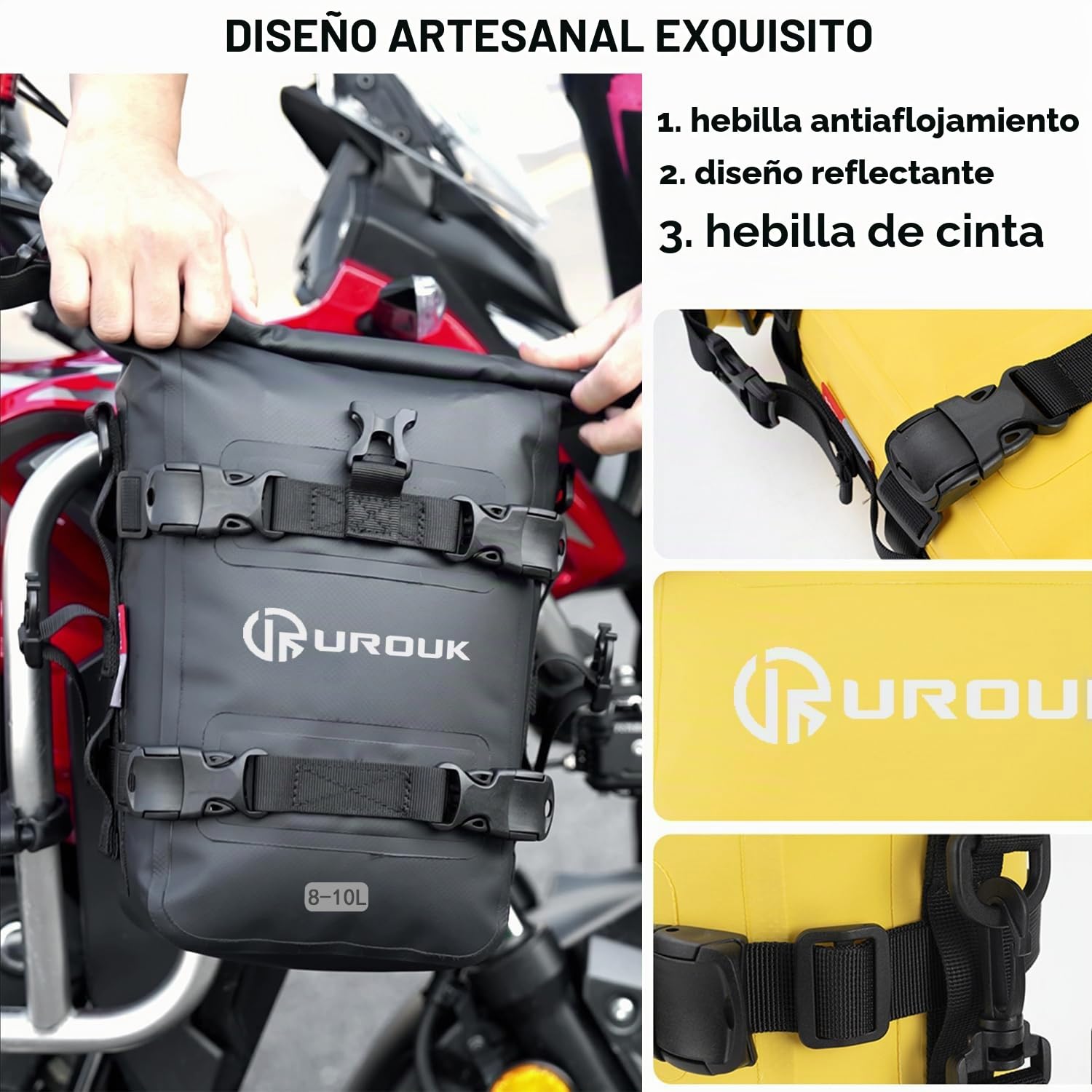 Bolsa Moto Impermeable 8L Bolsa Lateral Parachoques para Moto Bolsa Deposito Motocicleta Bolsa Estanca Deposito