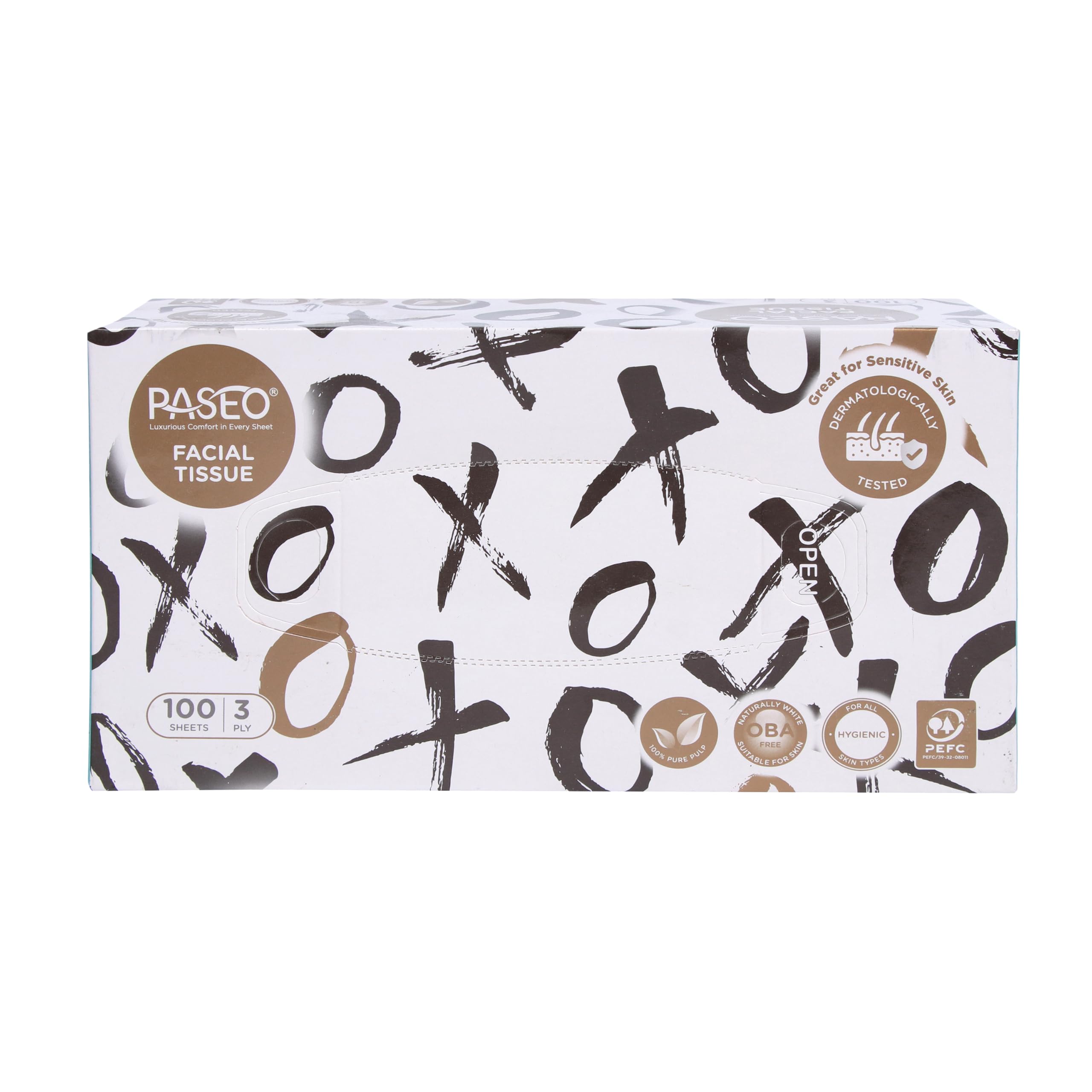 Paseo XOXO 3-Ply Facial Tissues | 100 Pulls | Premium Soft & Strong Tissue Box | Gentle on Skin, Ideal for Face, Home, Office & Car | Luxurious Quality Facial Softness | Pack of 4-image-23