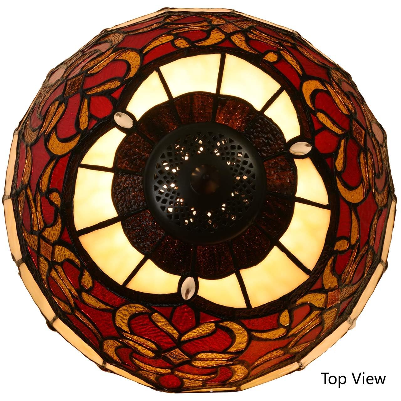 Bieye L30869 Barokowa lampa stołowa w stylu Tiffany, witraż, do dekoracji domu (30,5 cm, czerwona)