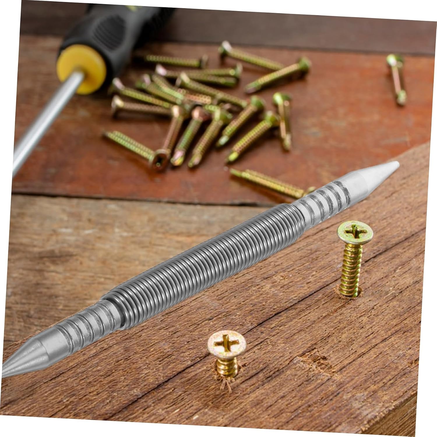 Spring Nail Punch Tool Dual Head Nail Setter for Precision Center Punching Spring Loaded Design for Easy Use for Woodworking DIY Projects 1 Piece
