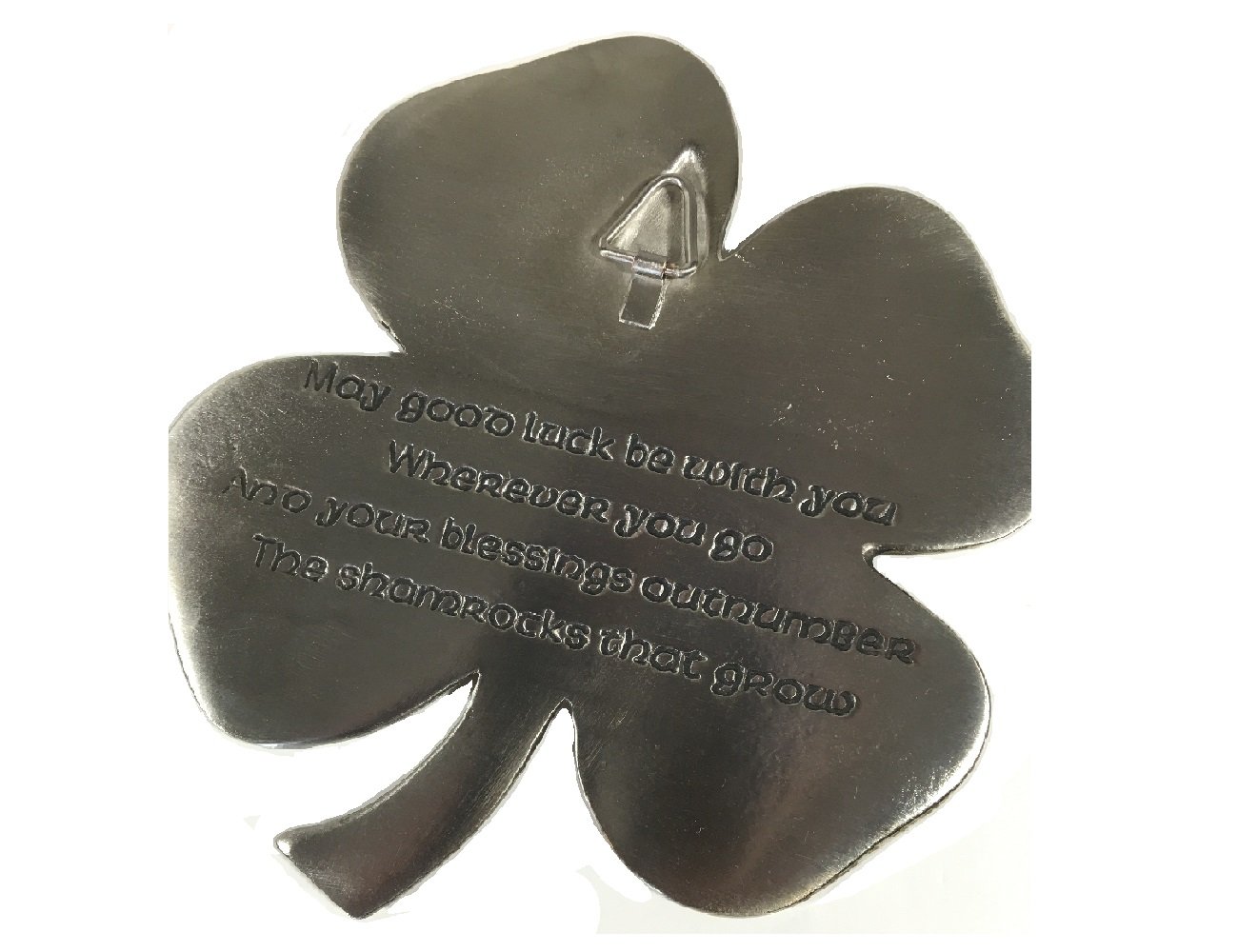 Biddy Murphy Shamrock Wall Hanging Robert Emmet Company Lucky Four Leaf Clover Ireland Wall Hanging Silver Plated Pewter Ready to Hang Lucky Shamrock Irish Blessing Wall Decor