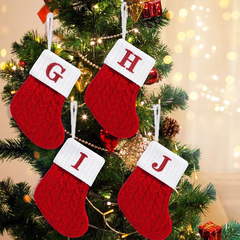 24 Mini Calze Di Natale Rosse Lavorate A Maglia – Decorazioni Per Albero, Camino E Regali, 11x7 Cm