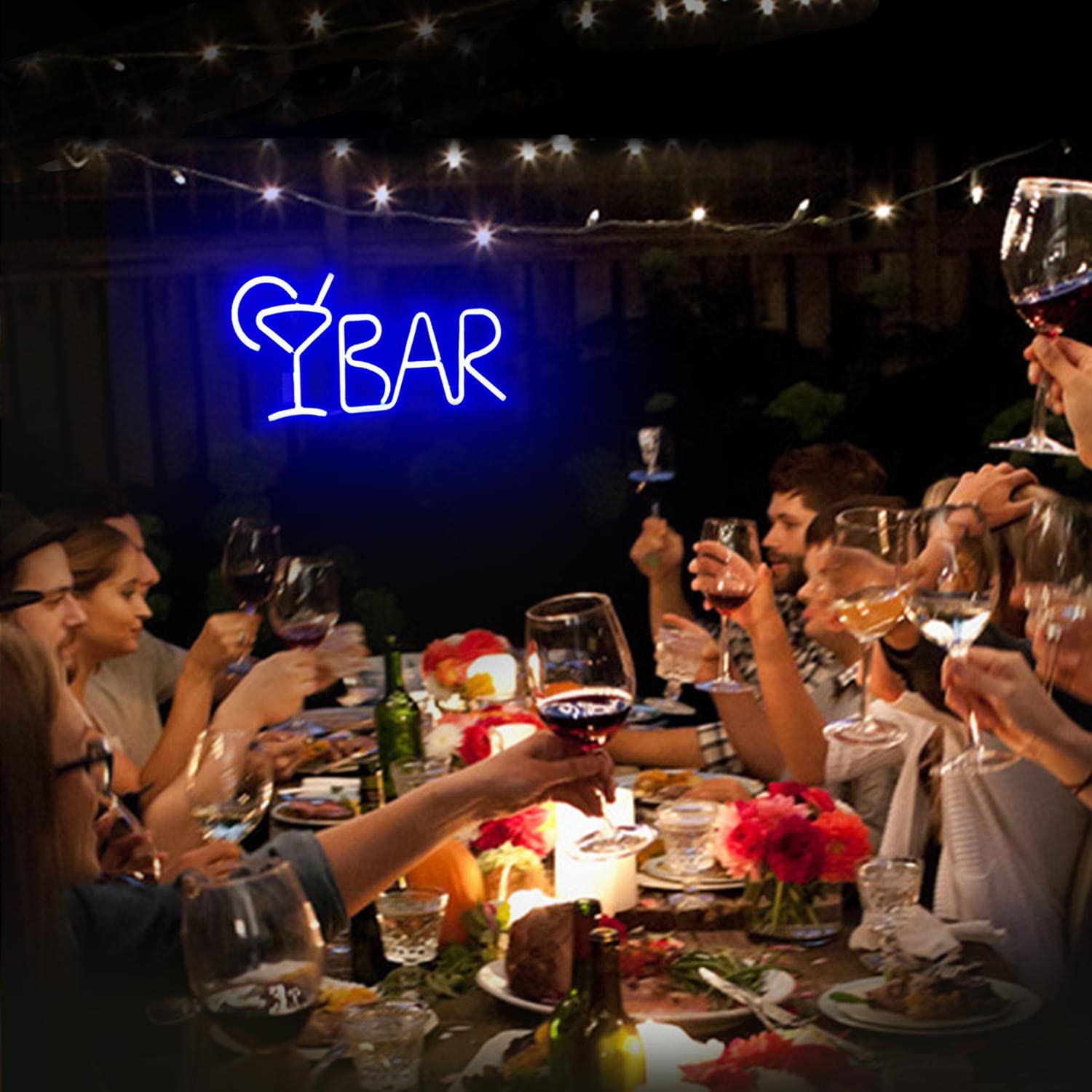 iKefe LED Neon Bar Sign Light up Beer Cocktail, 8 Lighting Modes with Remote Control, USB &Battery Powered Neon Sign Bar LED Letter Light for Home Bar Bedroom Man Cave Restaurant Wall Art Decor (Blue)