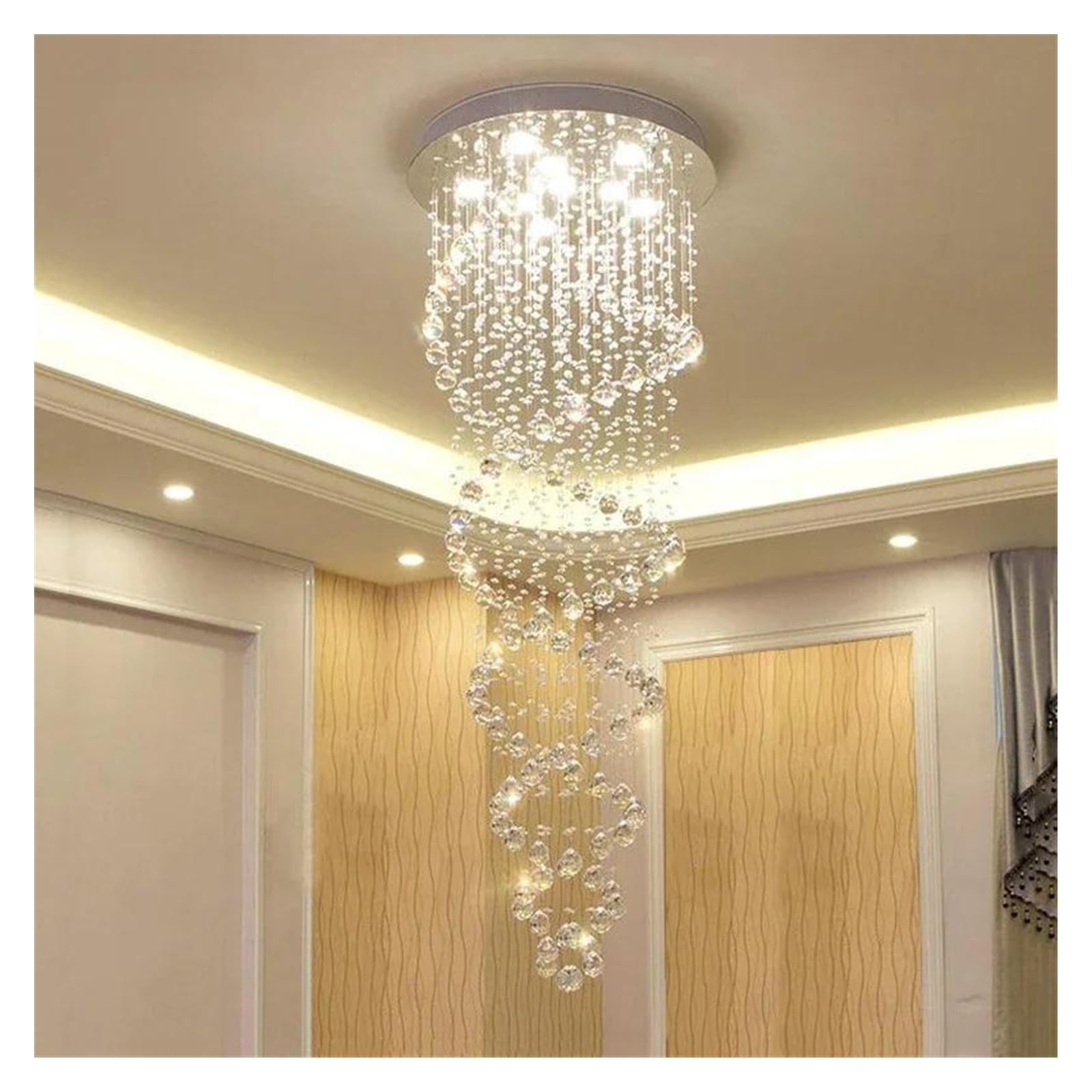 Lustre moderne à LED en cristal de haute pureté pour plafond contemporain