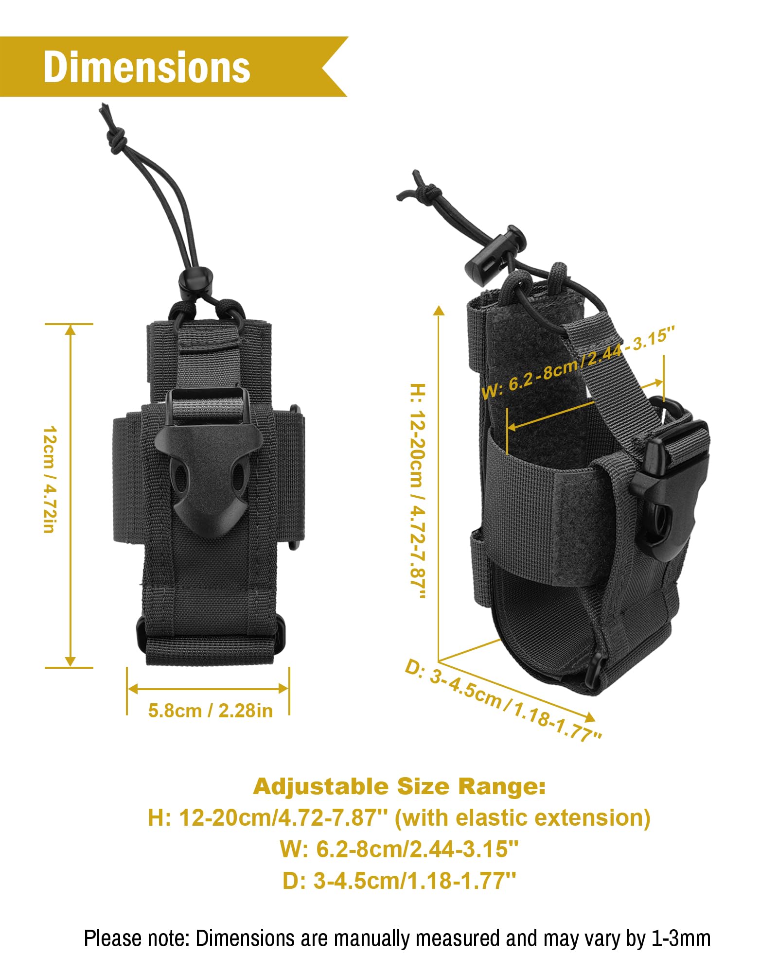 VIPERADE Sacoche pour Talkie-walkie Molle - Support pour Appareil Radio - Réglable - pour Gilet, Talkie-walkie - pour Ceinture - Multifonctionnel