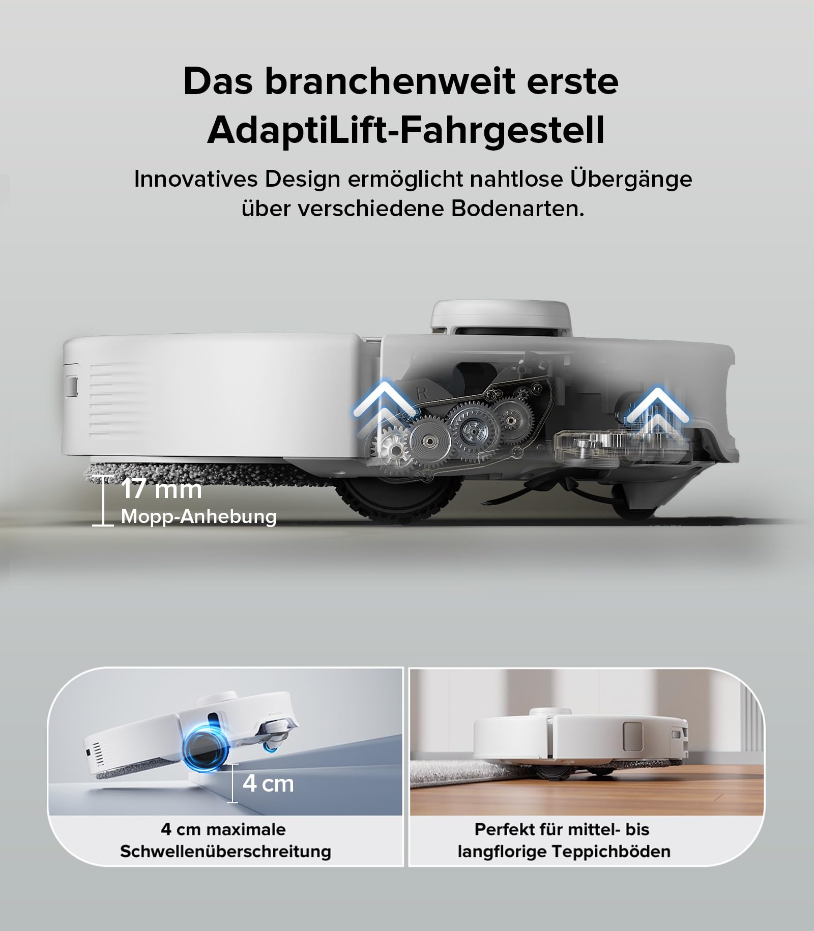 roborock Qrevo Edge Saugroboter mit Wischfunktion, Dual Anti-Tangle-System, AdaptiLift Chassis, 18.500Pa, FlexiArm Design Kantenreinigung, Hebarem Wischmopp, 75℃ Heißwasser-Moppwäsche, „Hello Rocky“