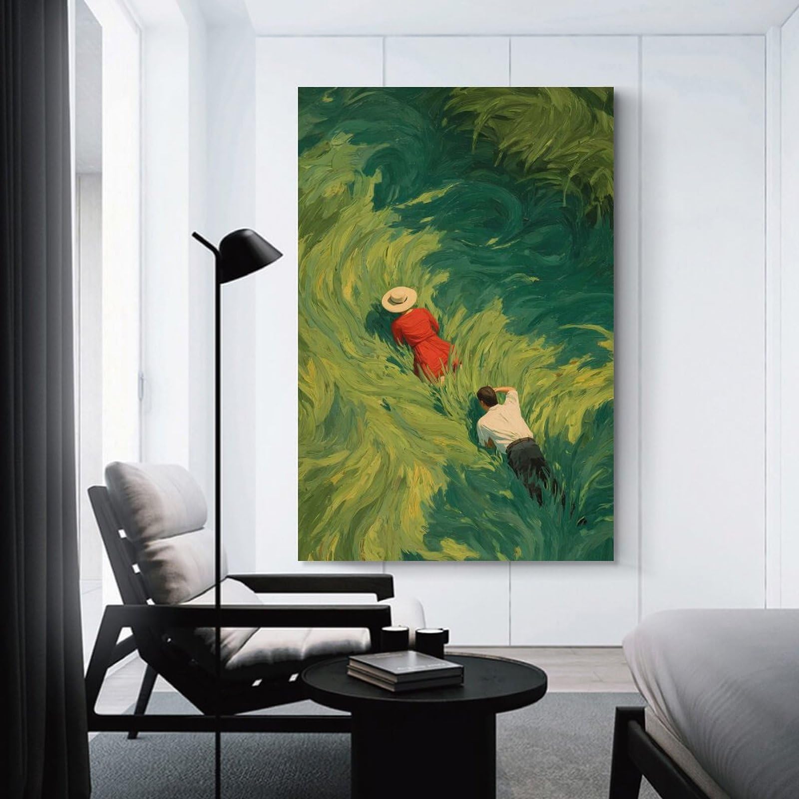 Junmoney Couple in A Field of Grass Home Decor Wall Art 16x24inch(40x60cm), for Office, Study Or Home Workspace, Home Office Artwork with Decorative Appeal