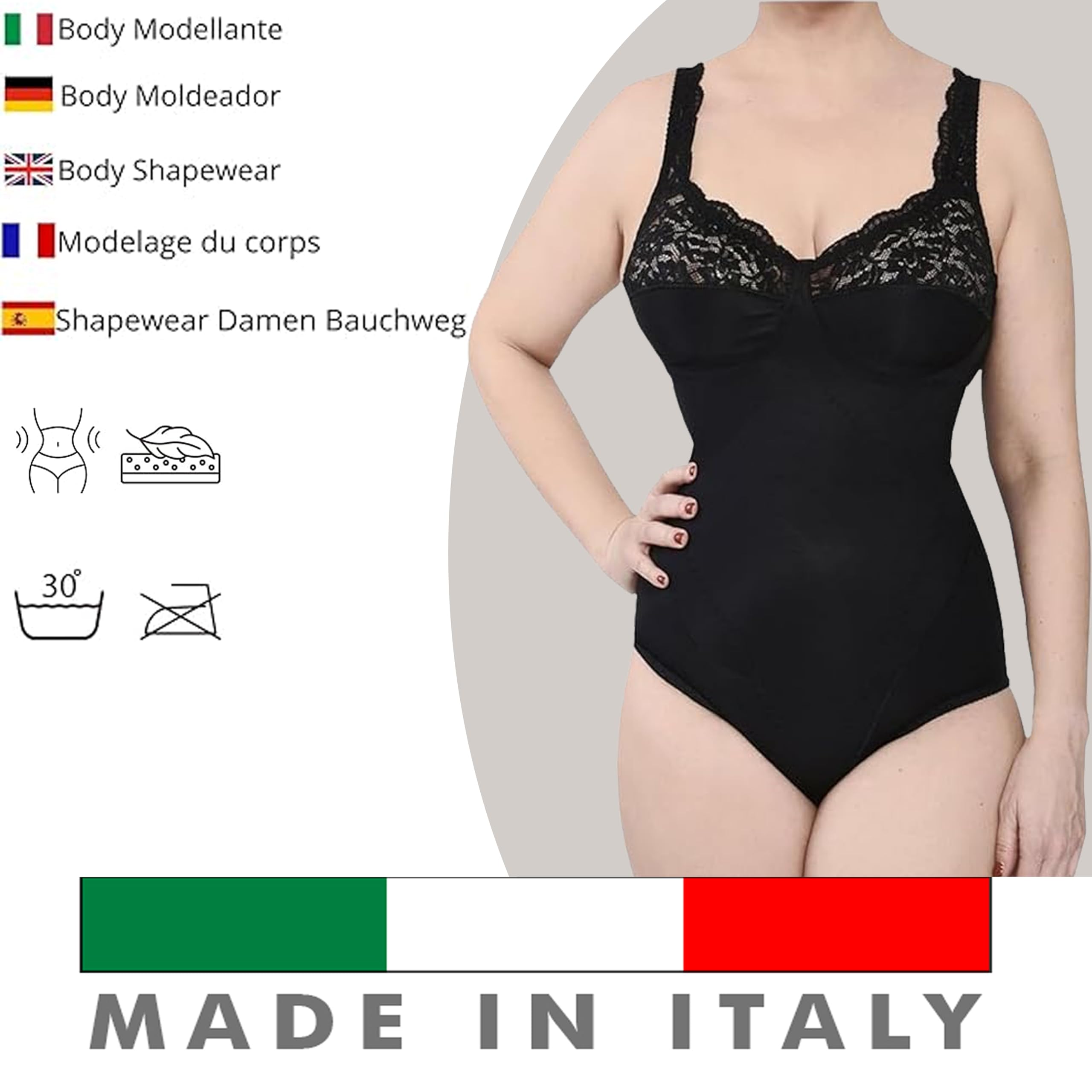 BODYPERFECT Body reductor mujer adelgazante Copa D Body mujer sexy Body reductor mujer Made in Italy