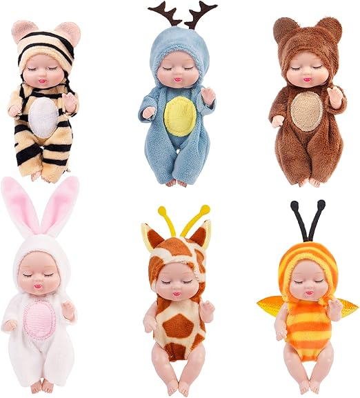 ONEST 6 Sets 4 Inch Dolls Cute Baby Dolls Include 6 Pieces