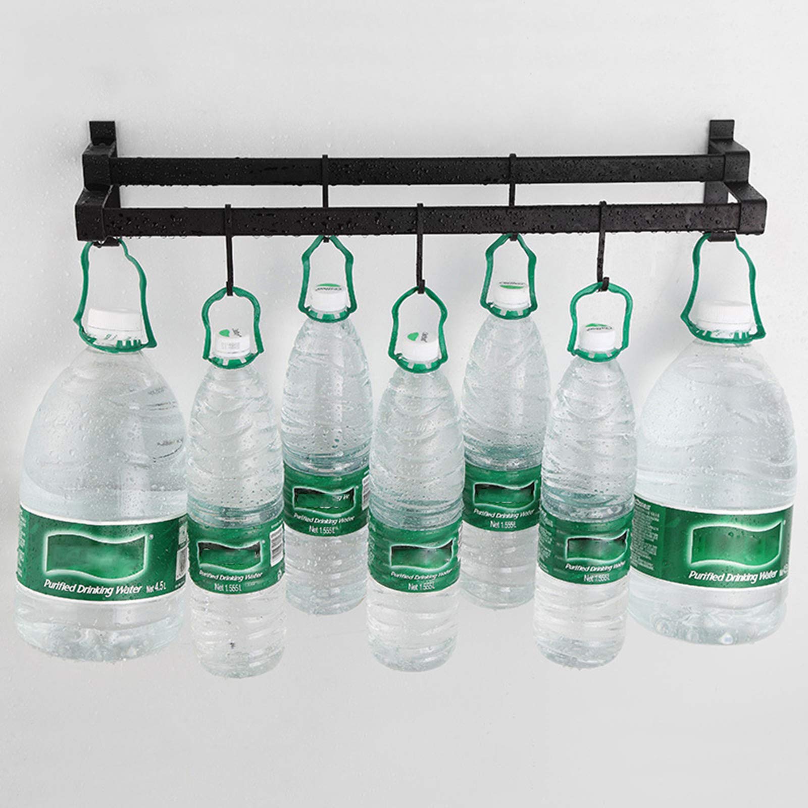 Handtuchhalter Badezimmer, Wandmontiert, Mattschwarz – 50 Cm, Mit Walnuss-Akzent, Inkl. Montagezubehör