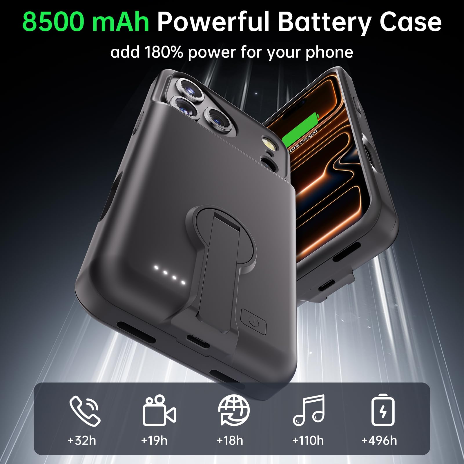 Amazon.com: GIN FOXI for iPhone 17 Pro Max Battery Case with Stand