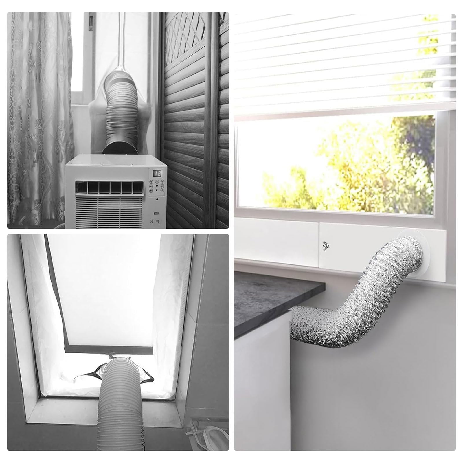 Gralara Kit de Ventilation pour Climatiseur Portable, Kit Calfeutrage Climatiseur, Panneaux d'Étanchéité Ajustable de Fenêtre, Adaptateur Universel de Remplacement Pratiques en PVC Maison Bureau