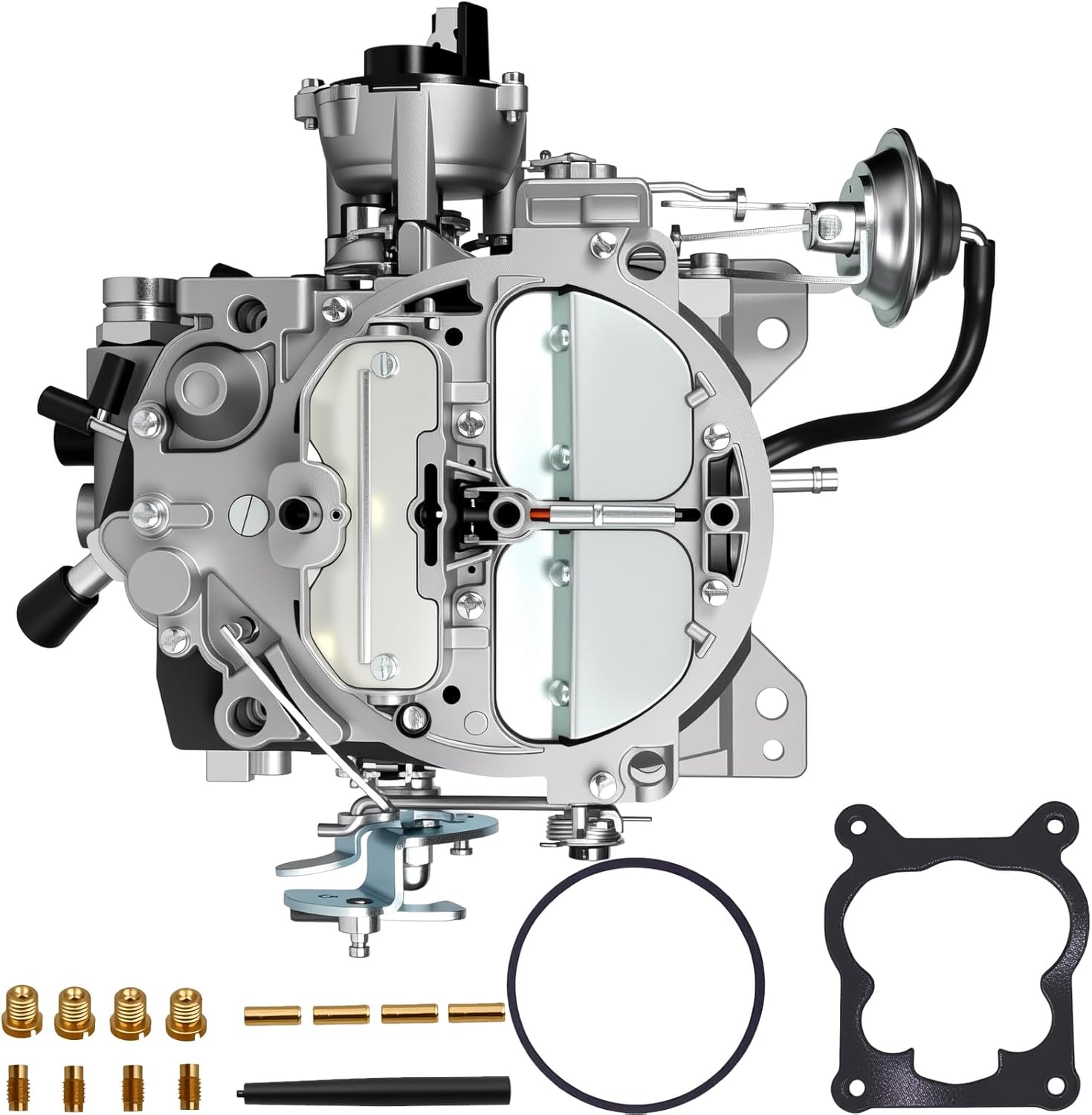 Replacement Rochester Quadrajet 4 Barrel 4MV 1904R 1906R Carburetor Compatible With Chevy 305-350c.i Engines 750CFM 1980-1989 Electric Choke Vacuum Secondary with Gaskets Jets Plugs (1904R)