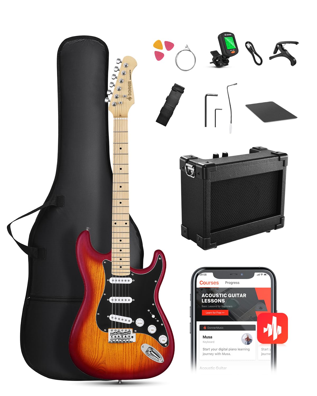 Amazon.com: DONNER DST-80 Electric Guitar 39” Beginner Electric