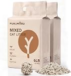 FUKUMARU Tofu Litter chat, 18 LBS Litter chat, sans poussière, naturel, non parfumé, flushable, léger, faible suivi, bois de pomme mélangé, contrôle d'odeur 24/7, 6lb x 3bags