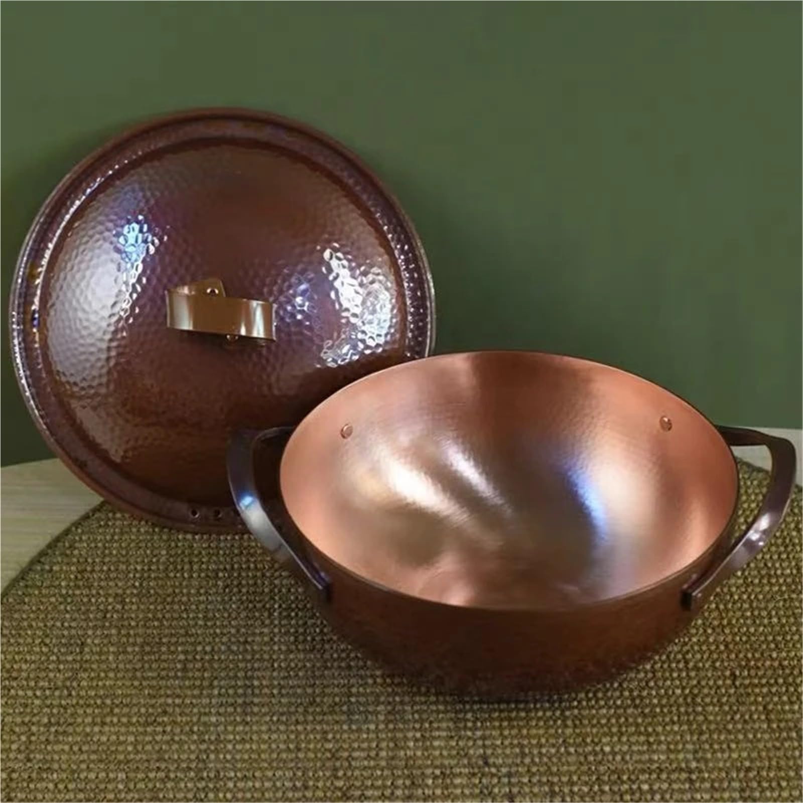 Hammered Kupfertopf Vintage-Kupfertopf mit Hammerstruktur, heißes Kochgerät for Kochen, Köcheln und Schmoren von Nudeln(S-22cm)