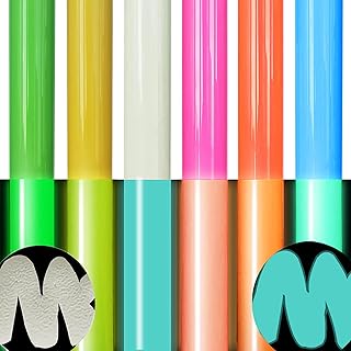 Puff Vinyl Heat Transfer 3D, Glow in Dark HTV Iron On for Cricut, Puff HTV Vinyl Bundle Luminous Fluorescent 6 Color, Foaming Heat Transfer Vinyl Color Changing for Heat Press Clothes,12 X10 inch