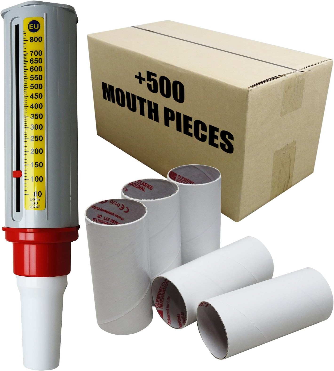 Mini Wright Peak Flow Meter Tester Asthma Respiratory Monitor + 500 Mouth Pieces