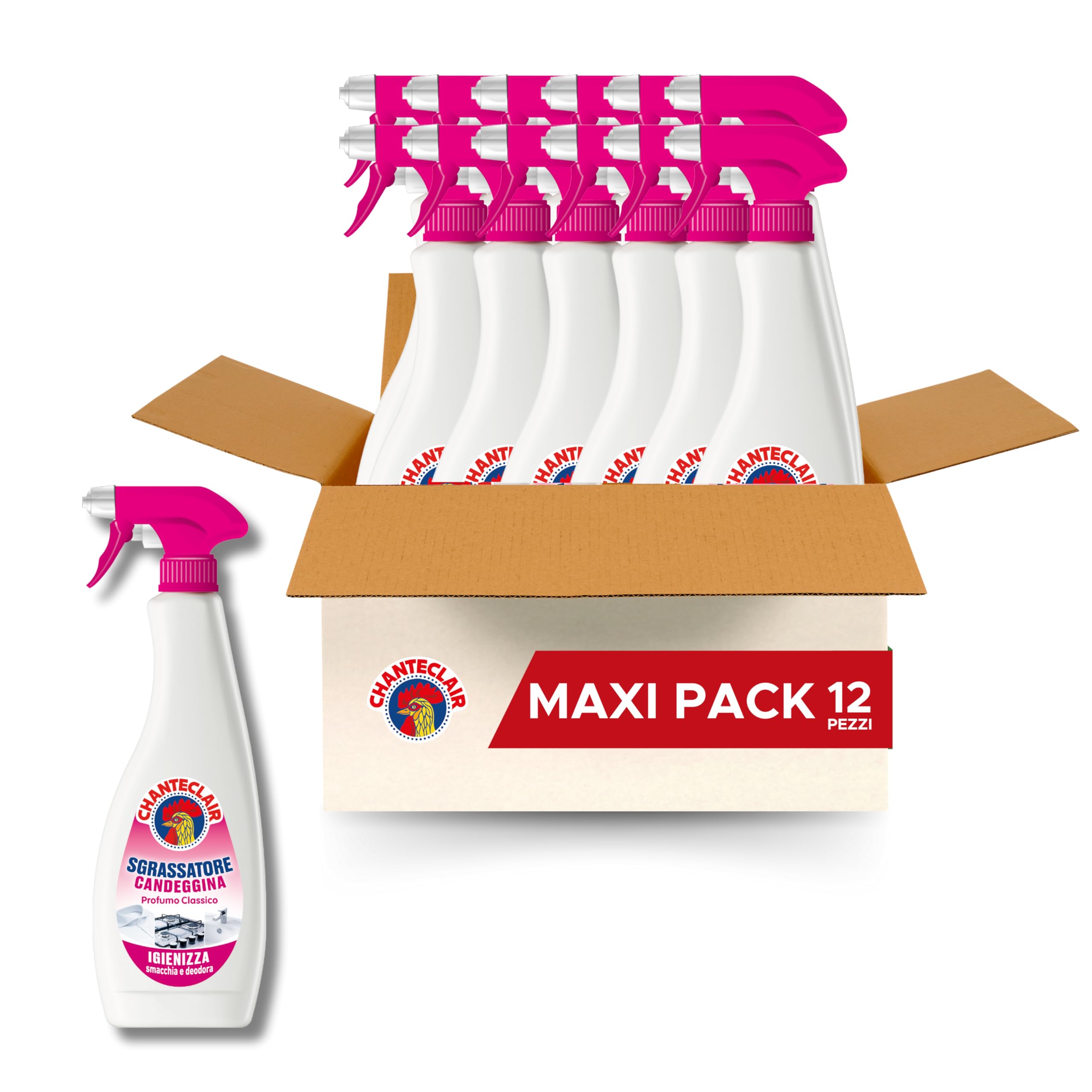 Ricarica Sgrassatore Con Candeggina Chanteclair – Profumo Classico 600 Ml – Multipack Da 4, 8, 12 Pezzi – Pulizia Casa - 2