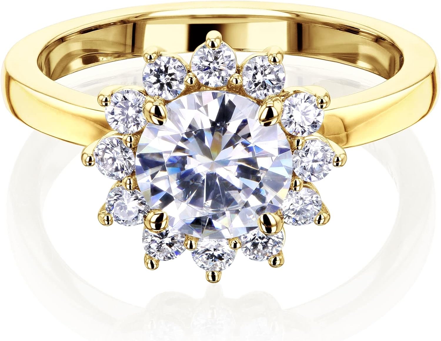 Kobelli Himawari Sunflower Moissanite (GH/VS) and Diamond Ring 14k Gold
