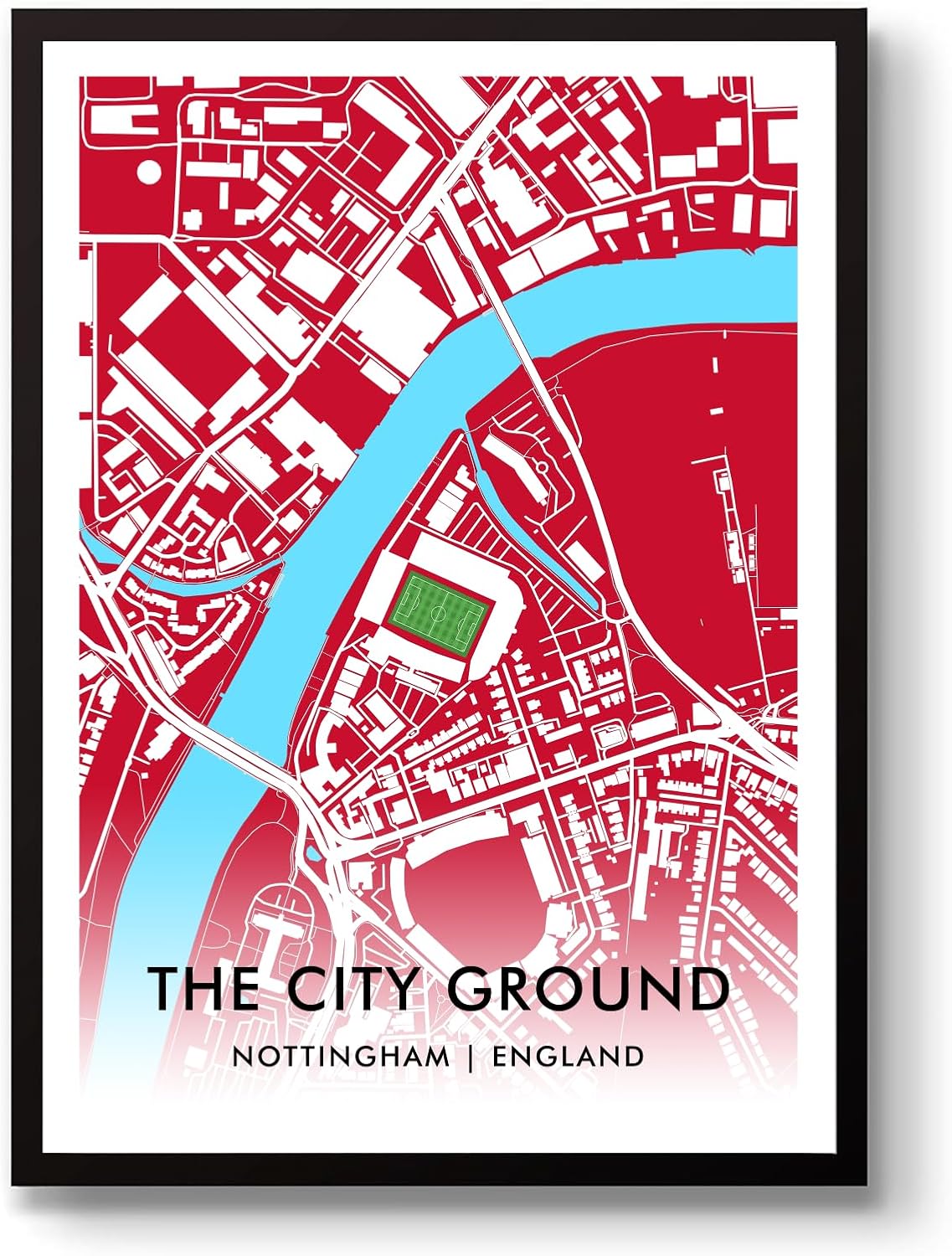 Notts Forest wall art: City Ground Stadium Poster, Nottingham FC Wall Art, Framed or Print Only (A4 Print Only, Unframed)