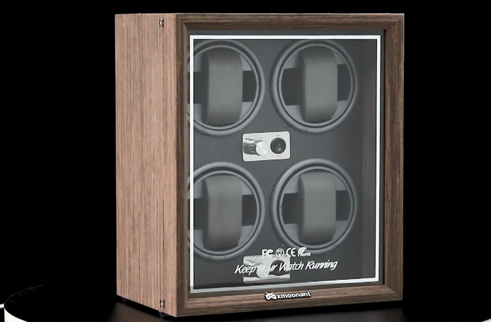 Remontoir Automatique 4 Montres En Bois - 5 Modes Rotation, USB, LED - Pour Montres Automatiques