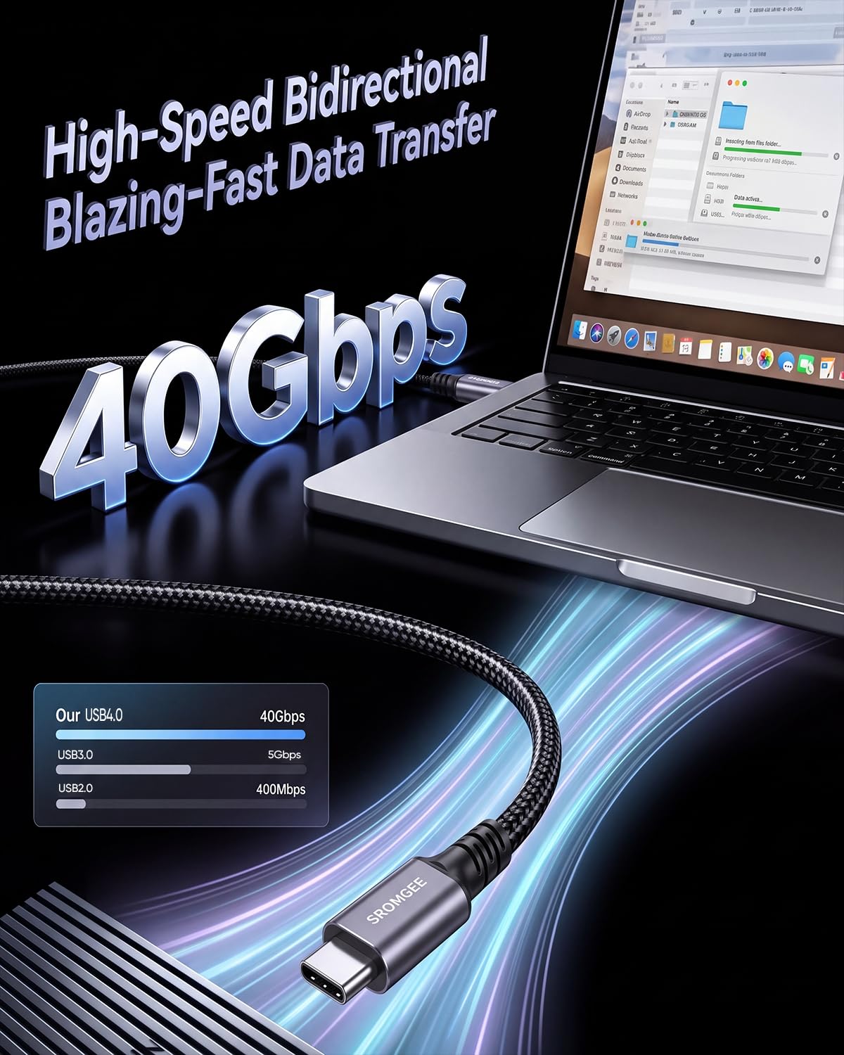 Cavo USB 4 da 0,9 m, 2 pezzi, 40 Gbps 240 W, ricarica rapida USBC 4 cavo per monitor supporta 8K a 60Hz, cavo USB-C a USB-C 4 compatibile con Thunderbolt 4/3, MacBook, iPhone 17/16/15, SSD, Dell, XPS