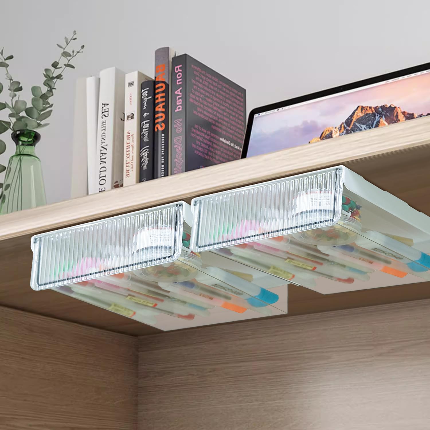 Zszbace 2 Pcs Under Desk Drawer Organizer Self Adhesive Pop | Seychelles
