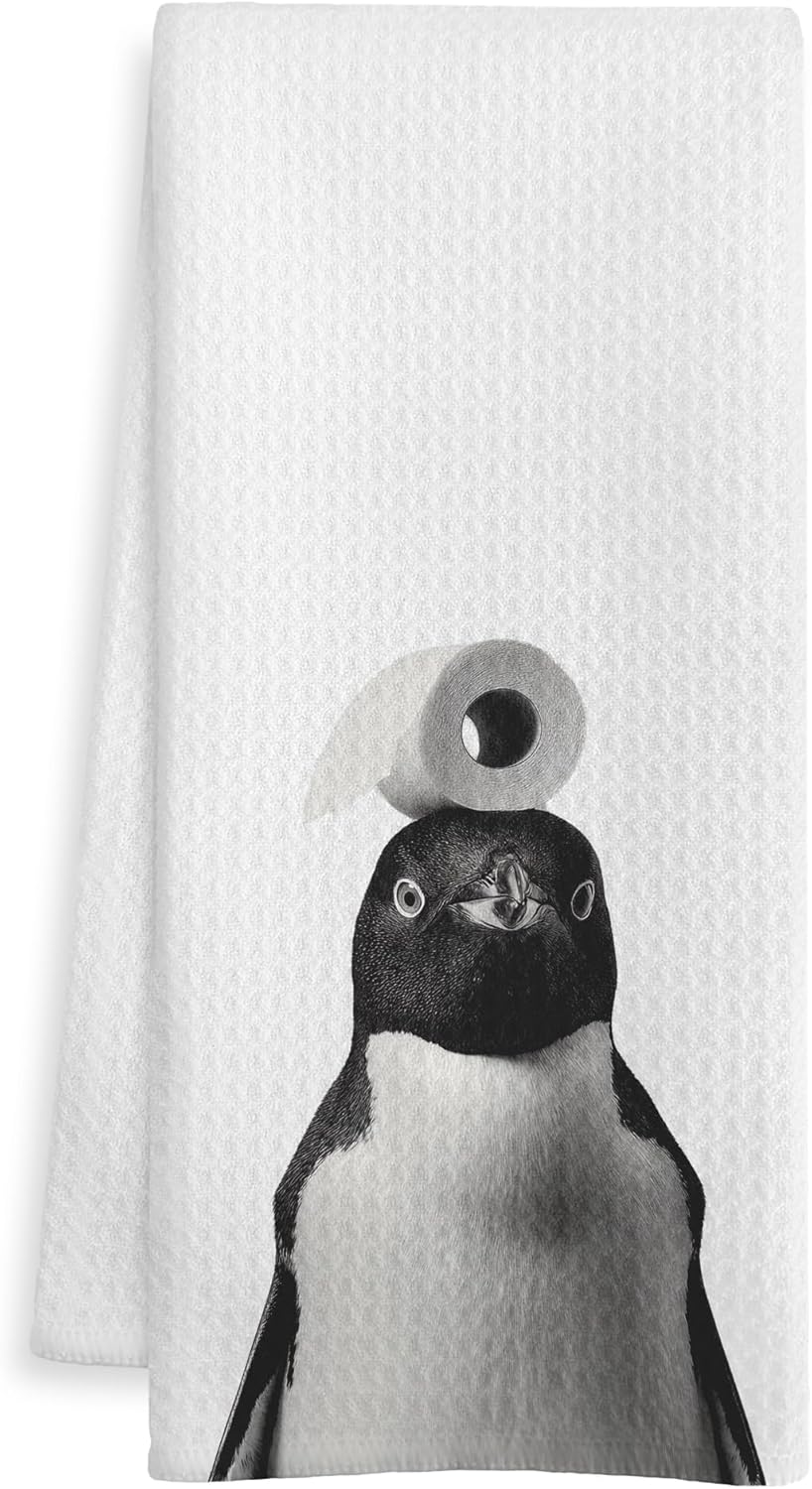 Penguin Gift Hand Towels for Bathroom, Penguin Lover Gifts, Funny Marine Bird Decorative Hand Towels for Kids Guest Bathroom Washroom Power Room Vanity Half Bath, 16x24 Inch
